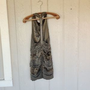 Sexy!! Silk army green mini dress